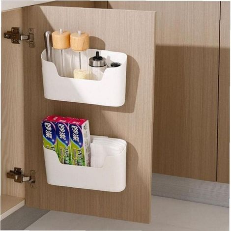 2 pièces Armoires de Cuisine Porte Boîte de Rangement(Blanc), Adhésive Boîte de Rangement Murale,Armoire/Salle de Bains/Réfrigérateur Boîte D'organisation pour Articles Divers (1/5)