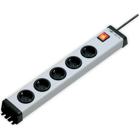 Barre multiprise universelle 5, argent/noir