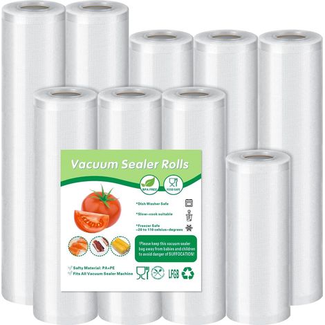 Sac sous vide alimentaire rouleaux 15/20/25/28x300cm, compatible avec toutes les machines, résistant à la déchirure, 190µm, Sachets sous vide et rouleau pour micro-ondables et congélateur (1/5)