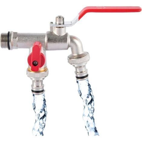 Robinet de jardin double pour extérieur, distributeur de tuyau de sortie 3/4 po, antirouille et antigel pour jardin, machine à laver (1/4)