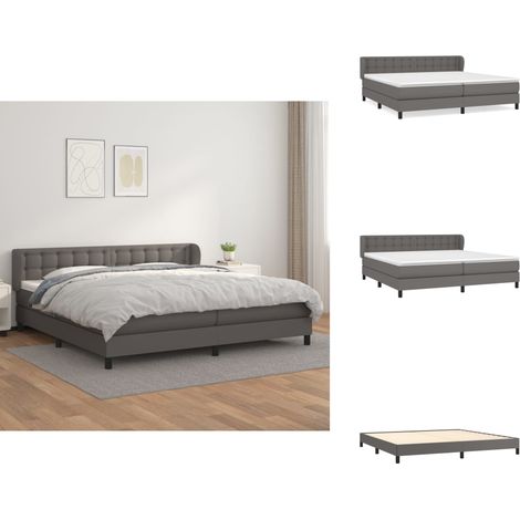 Boxspringbett mit Matratze Grau 200x200 cm Kunstleder - Boxspringbett - Betten - Doppelbett - Luxusbett - Kunstlederbett (1/5)