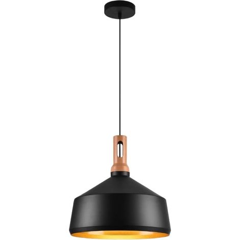 Lampadario da soffitto a sospensione con attacco E27 (lampadina non inclusa) moderno stile industriale nordino Nero e Oro 35x22 cm