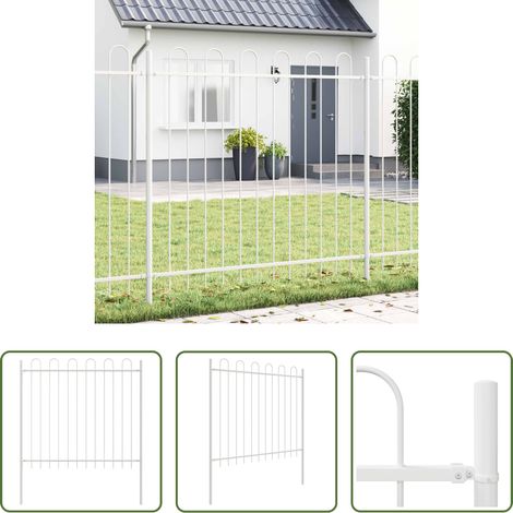 vidaXL Pulverbeschichteter Stahl - Gartenzaun 4 pcs Grau 6,8 x 1,2 m Pulverbeschichteter Stahl (1/5)