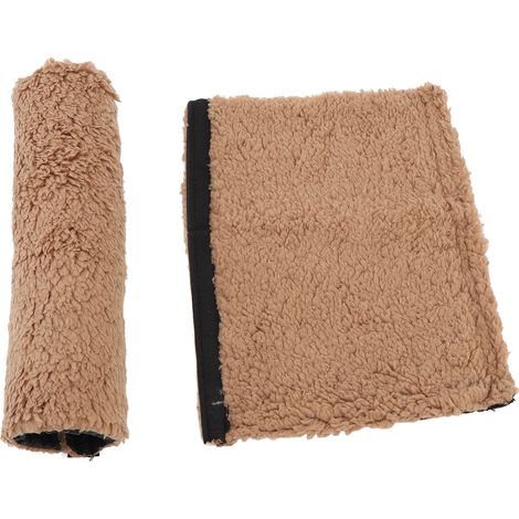 Lot de 2 coussins d'accoudoirs confortables en peau de mouton pour chaises de bureau et de transport. (1/5)