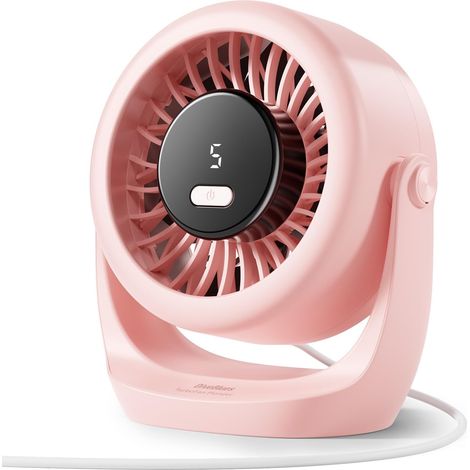 Ventilateur USB de Table, Puissant Jusqu'à 6 m/s, Affichage LED, 5 Vitesses, Rotation 360°, Mini Ventilateur Silencieux, Portable pour Maison, Bureau, Extérieur, Cuisine, Camping (1/5)