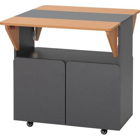Table pliante gain de place pour 4 personnes maximum, avec 4 roulettes, étagère dissimulée et placard à portes, 70 x 83 x 75 cm (1/5)