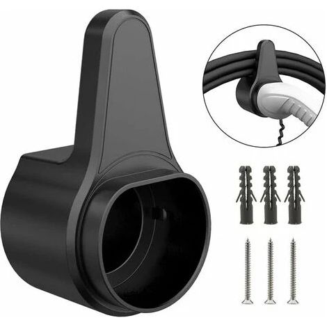 Support de câble de recharge de type 2 - Conception sécurisée - Chargeur mural de type 2 pour véhicules électriques - Support de câble de recharge robuste en ABS - Noir (1/5)
