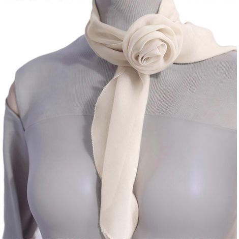 Petit foulard en soie à fleurs décoratives pour fille, accessoire élégant pour les fêtes et les robes, à nouer à la main, jaune tendance (1/5)