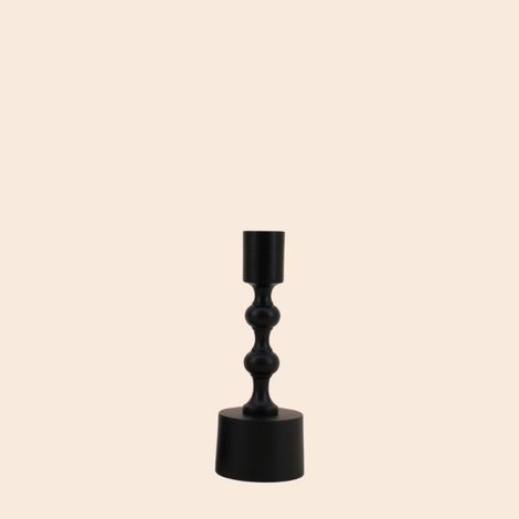 Bougeoir laqué noir mat 16cm (1/5)