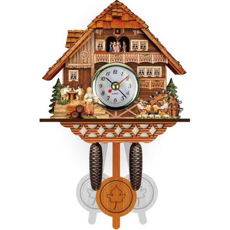 Pendule à Coucou Forêt Allemande - Horloge Murale en Bois au Design Rétro Nordique et Élégant (1/4)