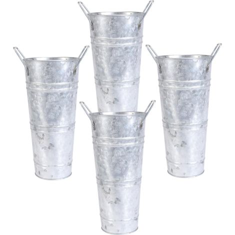 4 pièces Lot de Pots de Fleurs Vintage avec Poignées Seaux Rustiques Métalliques pour Décoration Maison Jardin et Bureau Supports Stables pour Fleurs Fraîches et Artificielles (1/5)