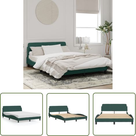 The Living Store Bettgestell ohne Matratze Dunkelgrün 140x190 cm Samt - Samtbett - Doppelbett - Boxspringbetten - Bettsofa - Himmelbett (1/5)