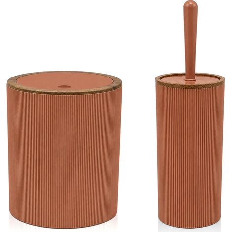 Set accessori bagno con porta scopino e pattumiera 5lt terracotta Blob (1/5)