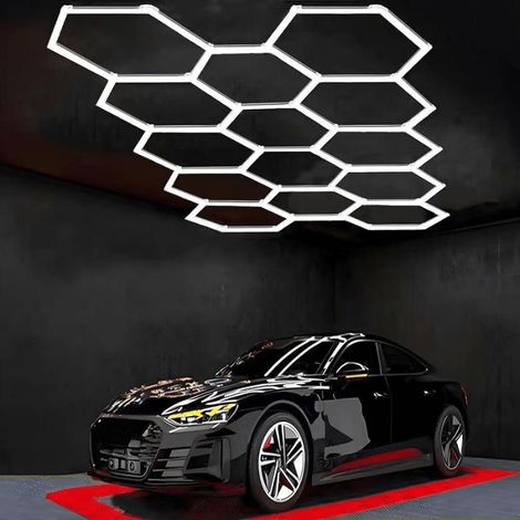 Optonica – Kit de 14 éclairages LED hexagonaux 370.5W – 40 755 lumens – Blanc froid 6500K – Angle d’éclairage 120° – IP20 pour intérieur (1/2)