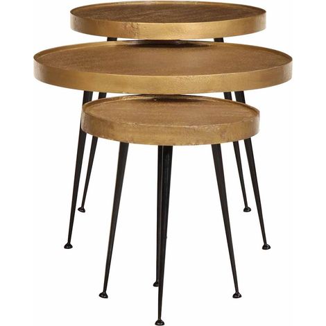 Maison Exclusive - Couchtisch 3 Stk. Golden Holzwerkstoff