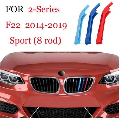 3-farbige M-Sport Nierengrill-Abdeckstreifen-Clip-Dekoration für BMW 2er F22 Sport 2014-2019 (8 Grills) (1/4)