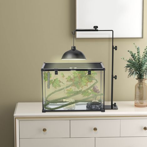 Supporto per lampada da terrario 40x15x95 cm in metallo nero regolabile, per rettili FloraGrace (1/5)