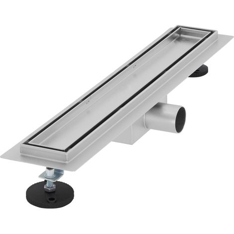 LuxeBath Canal de Ducha Desagüe 50cm 2en1 Extraplano Acero Inóxidable Fijación al Suelo Sumidero Sifón Doble Cara Autolimpiante con Tope para Olores y Colador de Pelo Alcantarillado para Baño