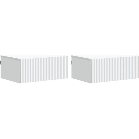 vidaXL Mobiletto da notte a muro 2 pcs Bianco 49 x 34,5 x 20 cm