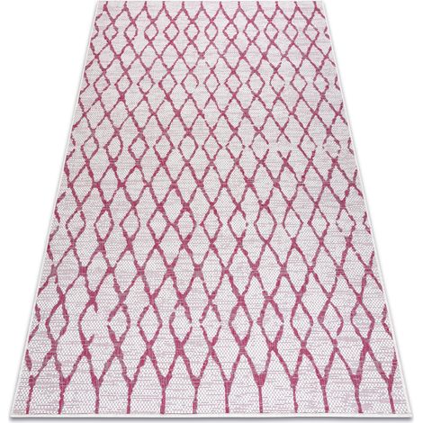 Teppich SISAL SION Gitter 22129 flach gewebt ecru / fuchsie pink 180x270 cm