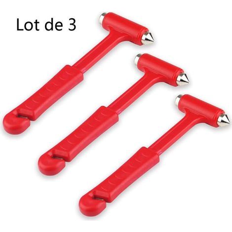 Marteau Casse-Verre - Coupe-Ceinture D'Urgence - Pour Voiture Bus Camion - Lot De 3 (1/5)