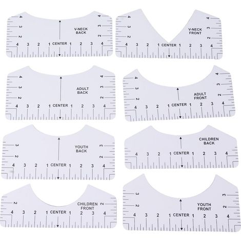 Ensemble de 8 gabarits centrage en PVC pour vêtements, règles (1/5)