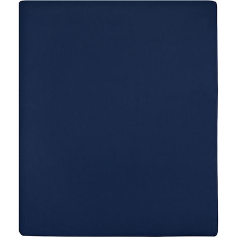 Drap-housse Jersey Bleu marine 160x200 cm Coton (1/4)