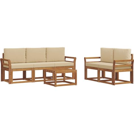 Ensemble de canapés d'extérieur 6 pcs Salon de jardin Naturel et Beige (1/5)