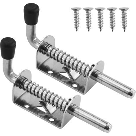 Pack of 2 304 Stainless Steel Spring Latch with Rubber Handle, 10 x 128mm, for Doors, Windows and Garages. (1/5)