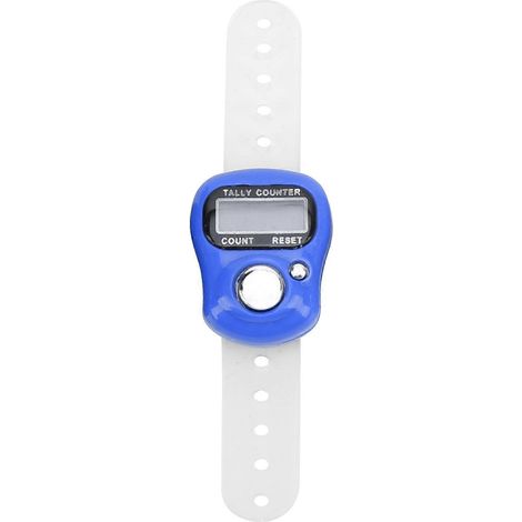 Compteur de doigts électronique avec écran LCD 5 chiffres réinitialisable pour la prière et la marche - Bleu foncé