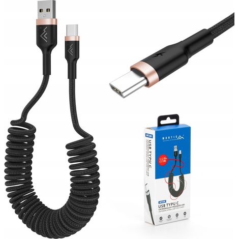 Cavo robusto a spirale USB USB-C intrecciato 3A 1,5M per auto IP (1/5)