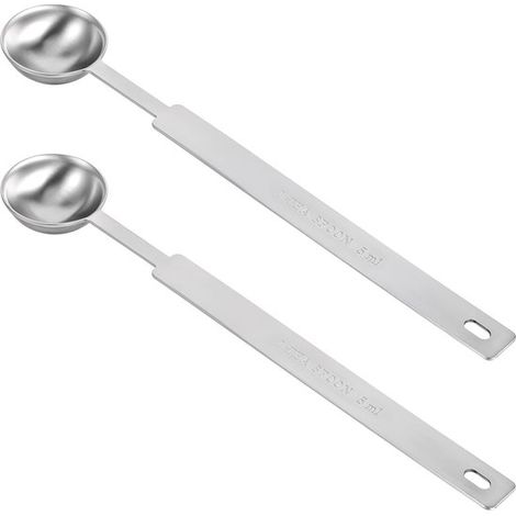 2 cucchiai dosatori in acciaio inox, cucchiai dosatori per caffè con manici lunghi, cucchiai da caffè in acciaio inox per uso domestico, per misurare caffè, spezie e altro. (1/5)
