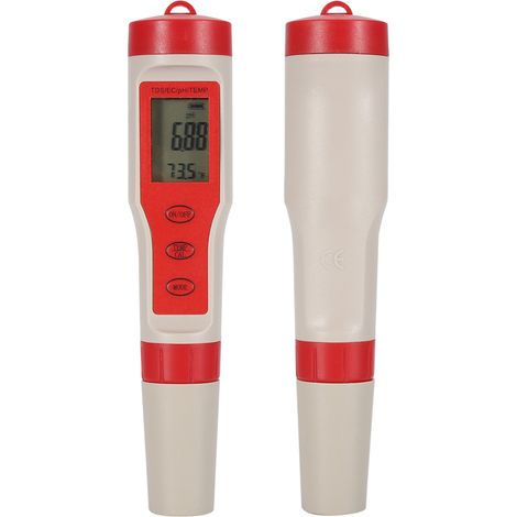 Digitales Wasserqualitätsmessgerät mit 4 Funktionen: pH-Wert, TDS, EC, Temperatur (4-in-1-Funktion) und Teststift (1/5)