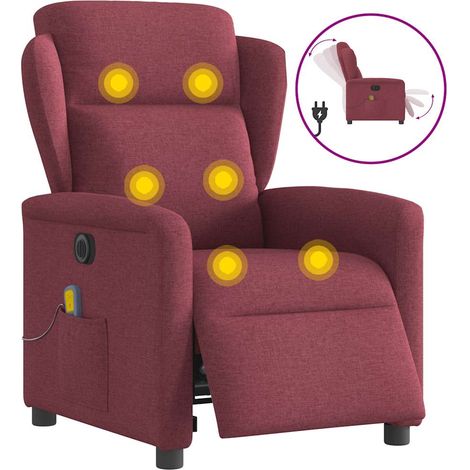 Massagesessel Elektrisch Weinrot Stoff (1/5)