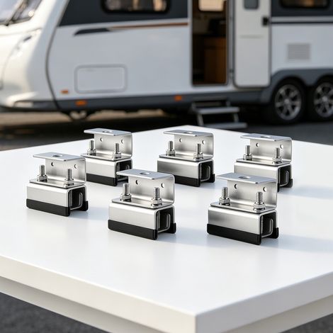 6x Solarpanel-Halterung für Wohnmobil, 304 Edelstahl Dachträgerhalterung, Passend für Querträger, Klemmen (1/5)