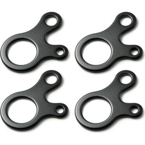 Tendeur de toile de tente en aluminium noir, ensemble de 4 tendeurs de câble à trois trous, pour haubans et guidage de cordes en camping, pratique pour les bâches et les tentes, conçu pour être utilis (1/2)