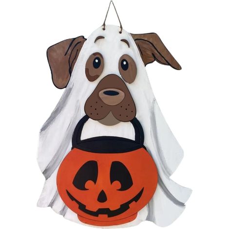 Panneau Halloween Pour Porte D'Entrée Décoration Saisonnière Adorable En Décor De Porte Fantôme Chien Et Pour Intérieur Maison Bureau Ferme Extérieur Salon Chambre Mur (1/5)
