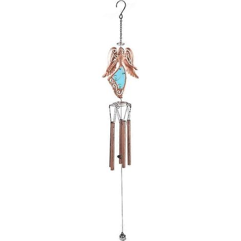 1 sonnette de porte décorative souvenir en métal pour intérieur et extérieur, lampe à vent, fleur féerique peinte, 6 tubes (bleu) (1/5)