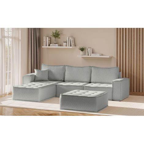 Ecksofa Modulsofa 4-teilig SANDE Stoff Alpine Hellgrau Ottomane Links (1/5)