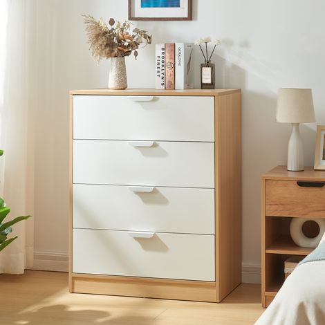 Kommode Varkaus 90x70x40 cm Eichenoptik/Weiß [en.casa]