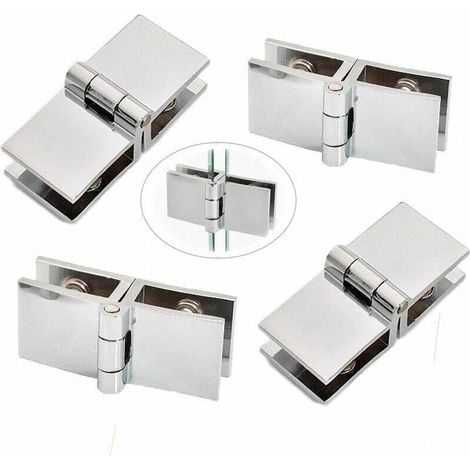 Bisagras de 4 piezas para puertas de vidrio de 180°, bisagras duraderas para puertas de vidrio, adecuadas para vitrinas, bodegas de vino y puertas de baño. (1/5)