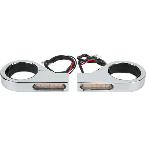 Clignotant LED 12V pour moto, étanche, haute luminosité, feu clignotant universel, adapté aux tubes de fourche avant de 41 mm, finition électroplaquée. (1/5)
