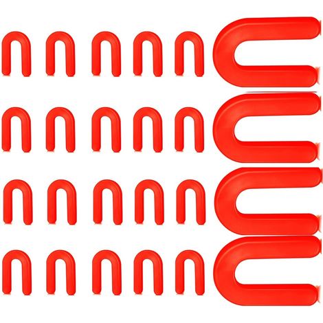 Cale en plastique en forme de U rouge, 3mm d'épaisseur, entretoises de carreaux de nivellement, cales en fer à cheval pour l'industrie de la Construction, 100 pièces (1/4)