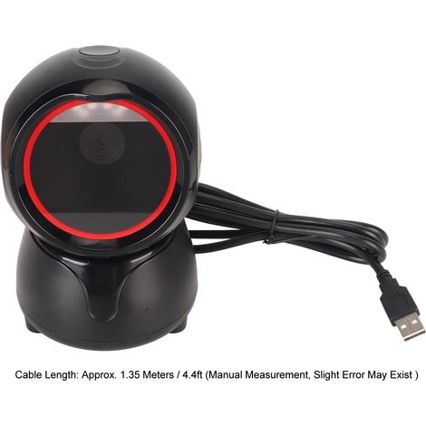 Lecteur de codes-barres de bureau avec obturateur global, indicateur LED, signaux sonores et grande fenêtre pour QR Code Market, banque et magasin. (1/5)