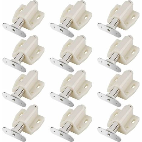 Aimant Porte Placard, Loquets Magnétiques par Pression Aimant Porte Meuble pour Ouvrir et Fermer la Porte de Meuble Armoire Placard avec une Seule Touche (Blanc) 12pcs (1/5)