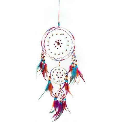 Attrape-reves - 59 5 Cm - Decoration Interieure - Style Retro - Plumes Naturelles - 1 Piece (1/5)