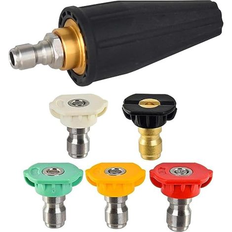 High Pressure Rotary Nozzle 1/4" Quick Connect - 5Pcs Spiral Swirling for High Pressure Washer - Removes Stubborn Dirt (1/5)