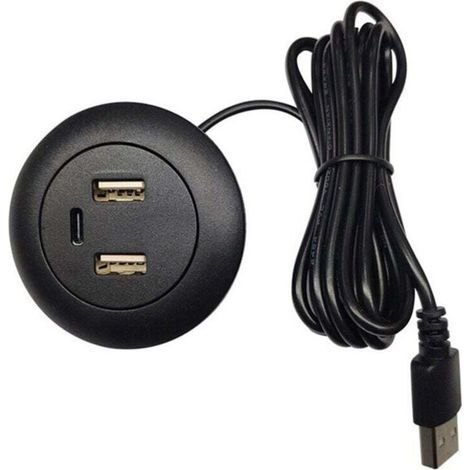 Integrierter USB-Desktop-Hub mit Typ-C- und USB-Ladeanschlüssen, Stromverteiler (1/4)