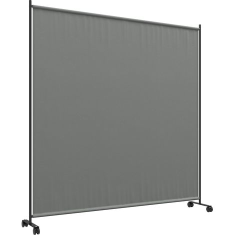 Panneau brise-vue mobile sur roulettes, paravent extérieur pour jardin, terrasse ou balcon - dimensions 183L x 30l x 181H cm - gris (1/5)