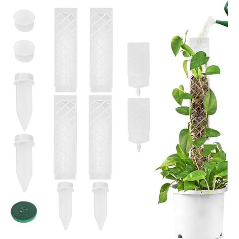 4 Pcs Tuteur Sphaigne, Tuteur Monstera en Plastique, Tuteurs Monstera avec Insertion à la Terre et Flacons Goutte à Goutte, pour Les Aides à Lescalade des Plantes (Transparent) (1/5)